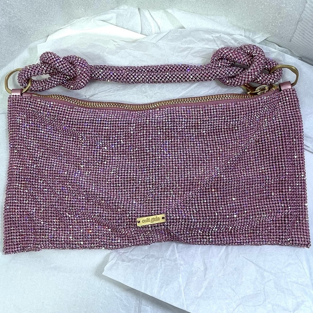 Cult Gaia Hera Pink Shoulder Bag. Rhinestone. Mesh. Nano Size. Authentic.